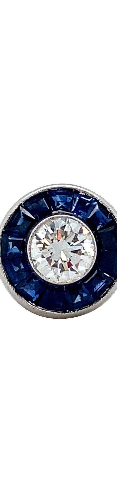 Vintage Platinum Cluster Ring with Sapphire and Diamond